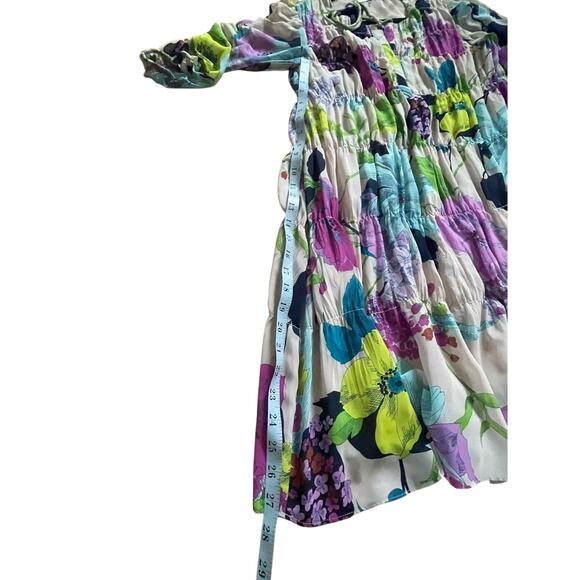 Trina Turk Silvery Floral Tiered Shift Dress Small - Picture 13 of 14